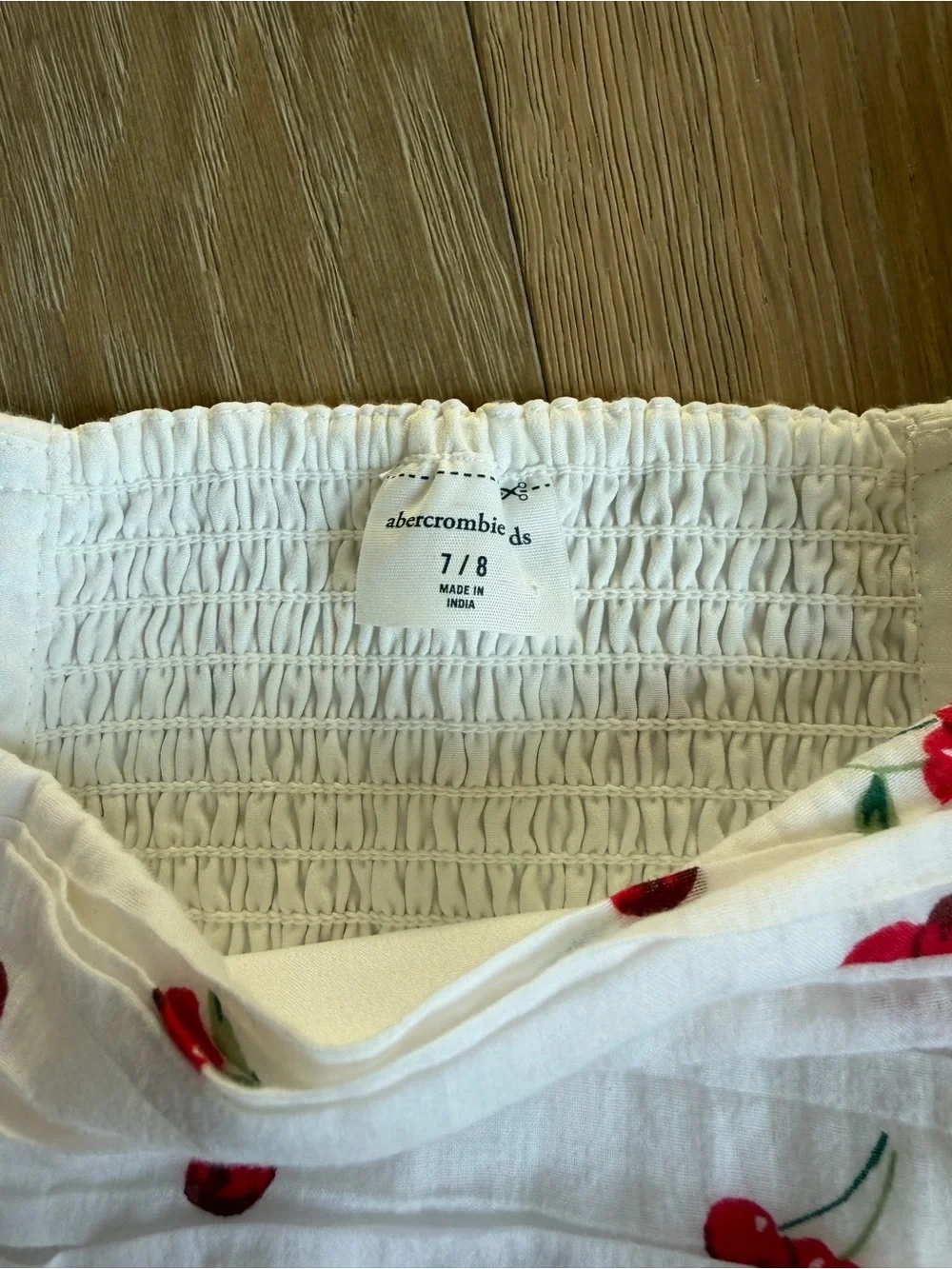 Abercrombie Kids Girls White Cherry Print Puff-Sleeve Dress